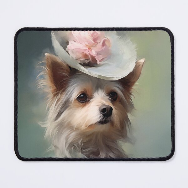 Item preview, Impressionist Yorkshire Terrier Lady with Flower Hat designed and sold by AniDragonfly.