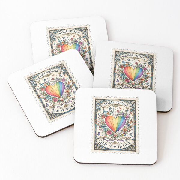 Item preview, Seal It With Love - Vintage Rainbow Heart Postage Stamp designed and sold by DesignsCreative.