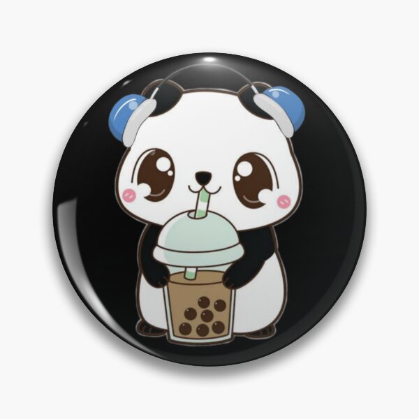 Item preview, Adorable Chibi Panda Listening to Music & Drinking Bubble Tea designed and sold by ranivibes008.