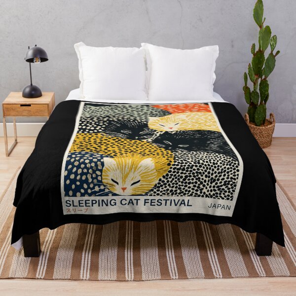 Item preview, Sleeping Cat Festival Japan Poster - Cute Kawaii Cat Wall Art Print, Japanese Animal Home Decor designed and sold by MorningJoco.