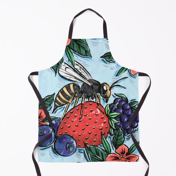 Item preview, Wasp on fruit with flowers traditionally drawn designed and sold by Laurenrae-art.