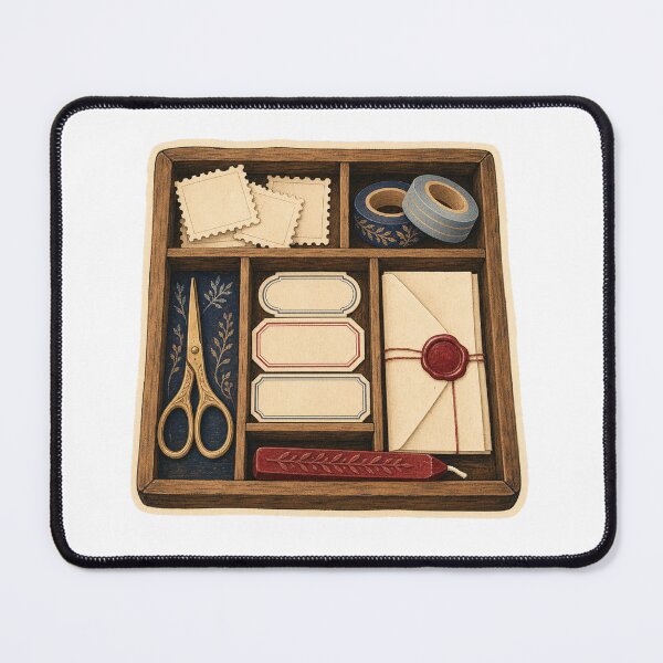 Item preview, Vintage Stationers Tray Filled With Mail Art designed and sold by Freshloop Studio | Whimsical Vintage Art.