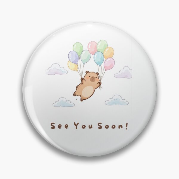 Item preview, Cute Capybara Floating with Balloons – See You Soon designed and sold by BCapybara.