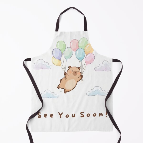 Item preview, Cute Capybara Floating with Balloons – See You Soon designed and sold by BCapybara.