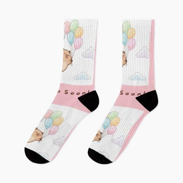 Item preview, Cute Capybara Floating with Balloons – See You Soon designed and sold by BCapybara.