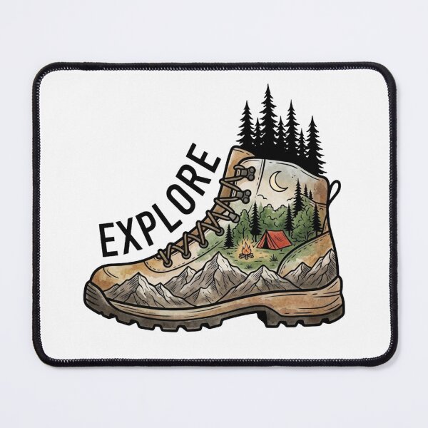 Item preview, Explore Adventure Hiking Boot Camping Landscape designed and sold by raedattia.