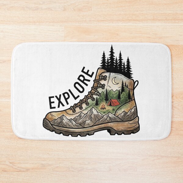 Item preview, Explore Adventure Hiking Boot Camping Landscape designed and sold by raedattia.