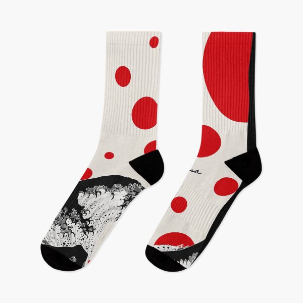 Item preview, Yayoi Kusama x Hokusai Great Wave Poster - Red Polka Dot Iconic Wall Art Print, Japanese Art Decor designed and sold by scrambledpeg.