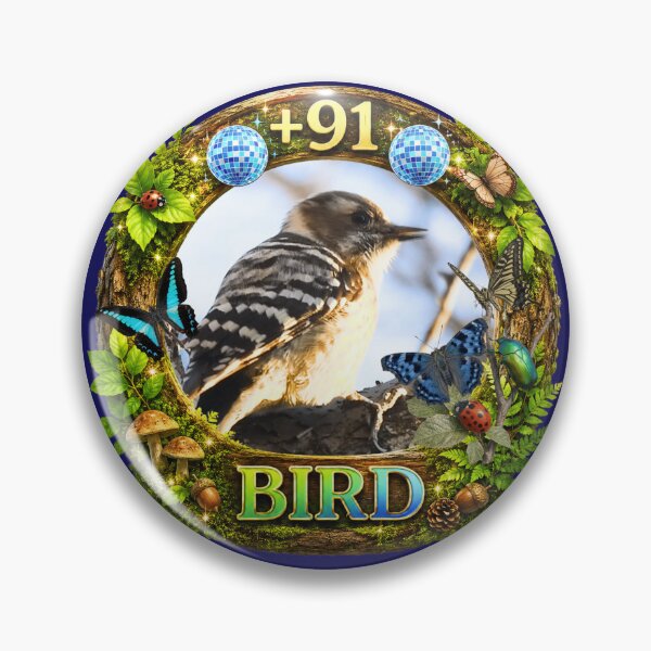 Artikelvorschau, +91BIRD Retro Forest Logo: Comical Japanese Pygmy Woodpecker Edition entworfen und verkauft von Plus91BIRD.