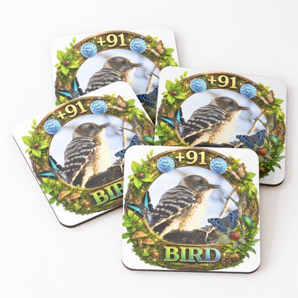 Item preview, +91BIRD Retro Forest Logo: Comical Japanese Pygmy Woodpecker Edition designed and sold by Plus91BIRD.