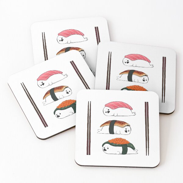 Item preview, Weddell Seal - Sushi Japanese Kawaii Illustration designed and sold by JessArty ⭐⭐⭐⭐⭐.