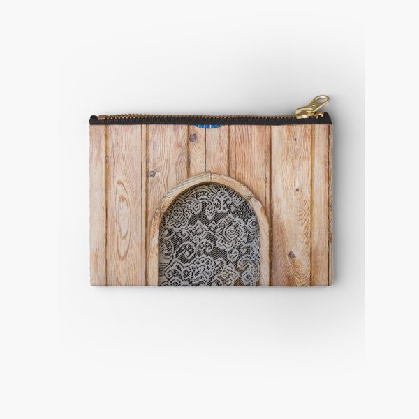 Item preview, Rustic Wooden Door With Blue Evil Eye Amulet, Lace Peephole and Vintage Iron Knocker designed and sold by Nmallia.