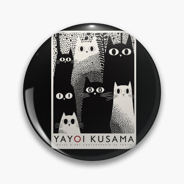 Item preview, Yayoi Kusama Black White Cats Poster - Polka Dot Feline Wall Art Print, Tokyo Contemporary Museum Decor designed and sold by HappyGrandmaUB.
