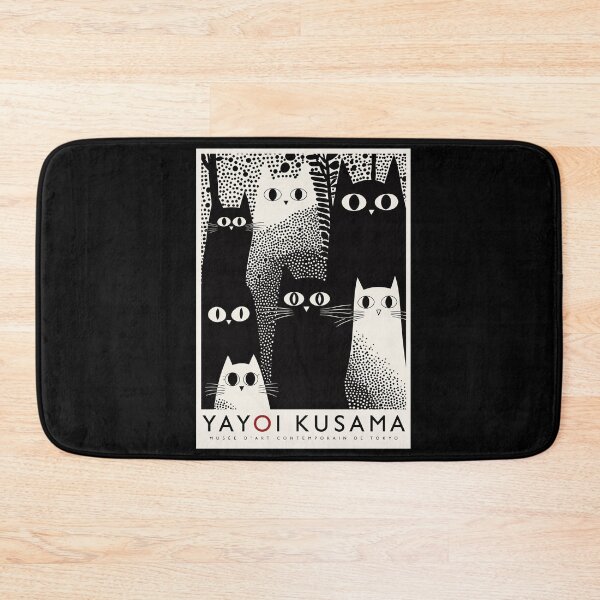 Item preview, Yayoi Kusama Black White Cats Poster - Polka Dot Feline Wall Art Print, Tokyo Contemporary Museum Decor designed and sold by HappyGrandmaUB.