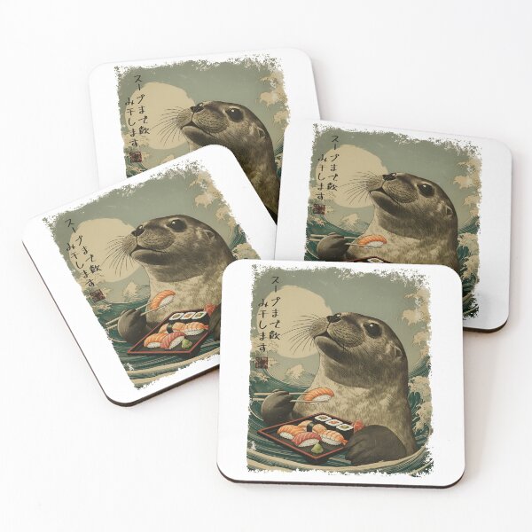 Item preview, Weddell Seal - Sushi Vintage Japanese Art designed and sold by JessArty ⭐⭐⭐⭐⭐.