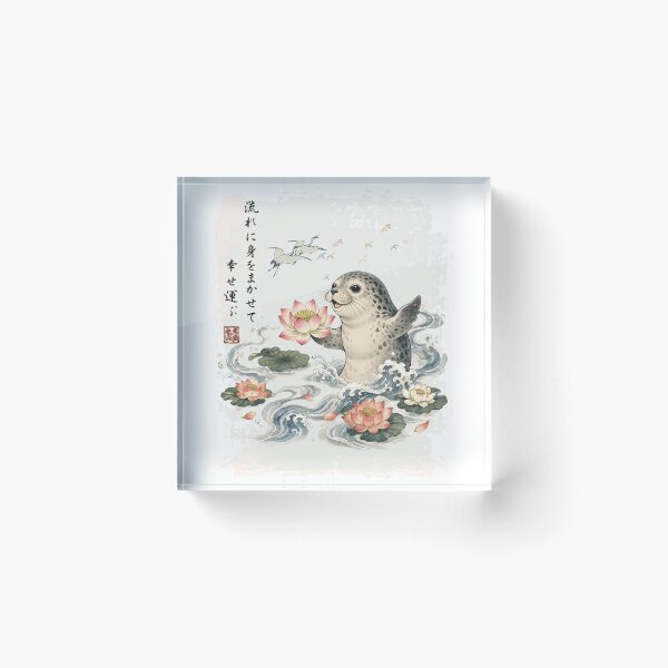 Item preview, Weddell Seal - Sumi-e Cherry Blossom Japanese Art designed and sold by JessArty ⭐⭐⭐⭐⭐.