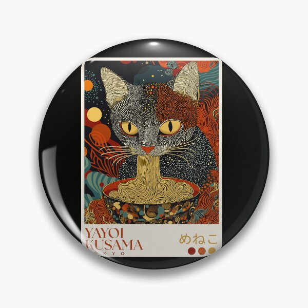 Item preview, Yayoi Kusama Cat Ramen Poster - Surreal Noodle Eating Cat Wall Art Print, Tokyo Fun Decor designed and sold by scrambledpeg.