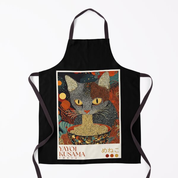 Item preview, Yayoi Kusama Cat Ramen Poster - Surreal Noodle Eating Cat Wall Art Print, Tokyo Fun Decor designed and sold by scrambledpeg.
