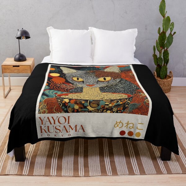 Item preview, Yayoi Kusama Cat Ramen Poster - Surreal Noodle Eating Cat Wall Art Print, Tokyo Fun Decor designed and sold by scrambledpeg.