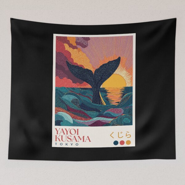 Item preview, Yayoi Kusama Whale Tail Poster - Sunset Ocean Kujira Wall Art Print, Tokyo Marine Decor designed and sold by MorningJoco.