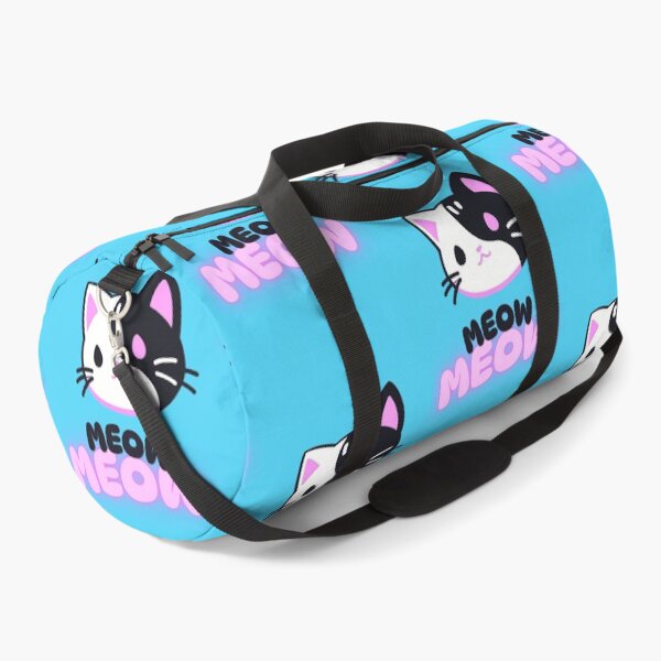 Aperçu de l'œuvre Autocollant néon Chat Kawaii Noir et Blanc Mignon « MIAOU » créée et vendue par IMuDesigner.