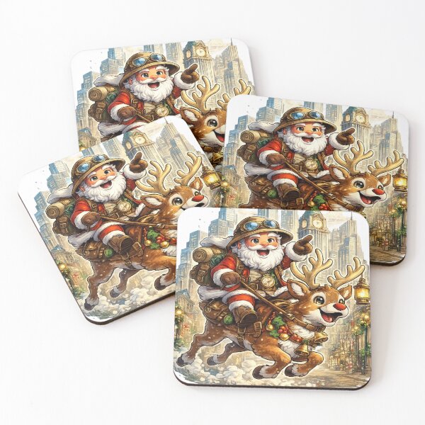 Item preview, Adventure Santa Riding Reindeer Through the Holiday City designed and sold by D.Shop.