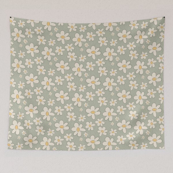 Item preview, Sage Green Retro Daisy Garden designed and sold by MaddaMom.