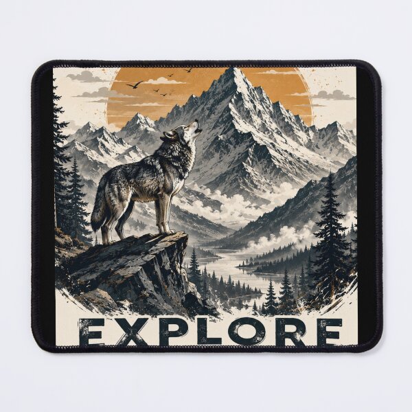Item preview, Lone Wolf Mountain Adventure | Vintage Wilderness Nature Design designed and sold by digishops.