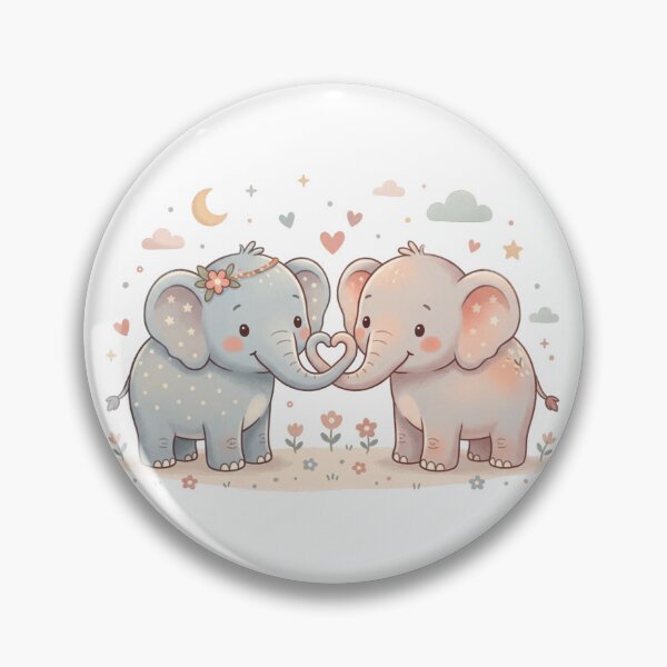 Item preview, Two Adorable Baby Elephants - Lovely Heart Shape Trunks designed and sold by DigitfanStudio.