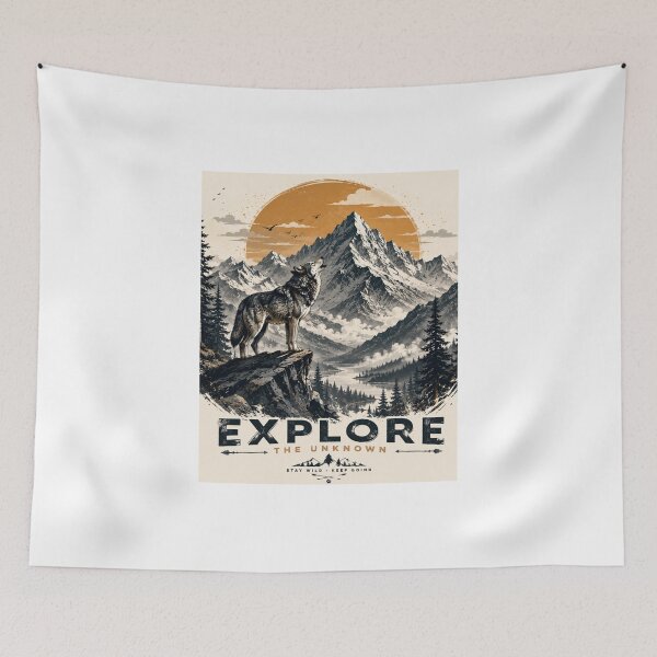 Item preview, Lone Wolf Mountain Adventure | Vintage Wilderness Nature Design designed and sold by digishops.