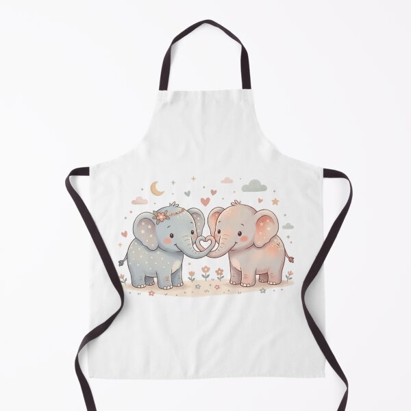 Item preview, Two Adorable Baby Elephants - Lovely Heart Shape Trunks designed and sold by DigitfanStudio.