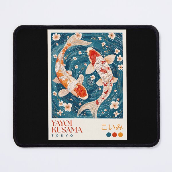 Item preview, Yayoi Kusama Koi Fish Poster - Swimming Carp Cherry Blossom Wall Art Print, Tokyo Lucky Decor designed and sold by MorningJoco.