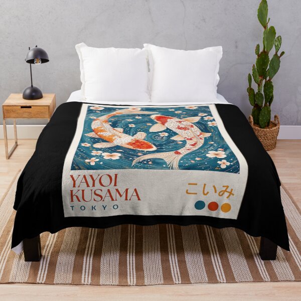 Item preview, Yayoi Kusama Koi Fish Poster - Swimming Carp Cherry Blossom Wall Art Print, Tokyo Lucky Decor designed and sold by MorningJoco.