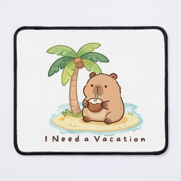 Item preview, Cute Capybara Relaxing on a Tropical Island – I Need a Vacation designed and sold by BCapybara.