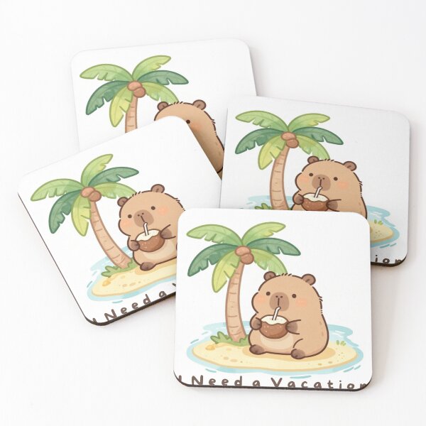 Item preview, Cute Capybara Relaxing on a Tropical Island – I Need a Vacation designed and sold by BCapybara.