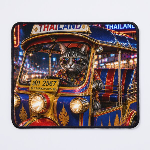 Item preview, Thailand Tuk Tuk Cat – Royal Thai Night Ride designed and sold by Neon Riot Studio.