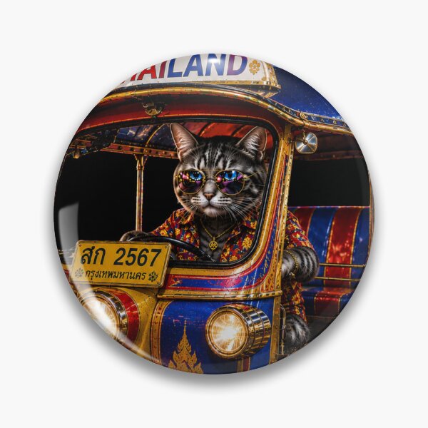 Item preview, Thailand Tuk Tuk Cat – Royal Thai Night Ride designed and sold by Neon Riot Studio.