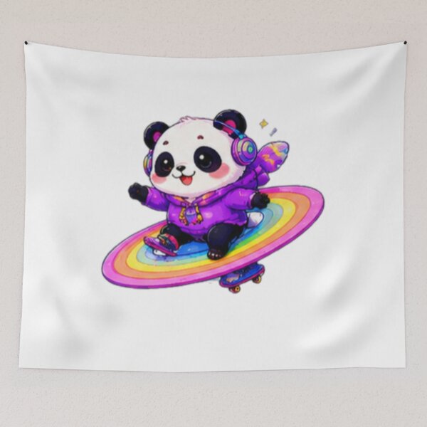 Item preview, Cute Panda on Rainbow Skateboard Kawaii Sticker designed and sold by DailyDoodlesBySumbul.