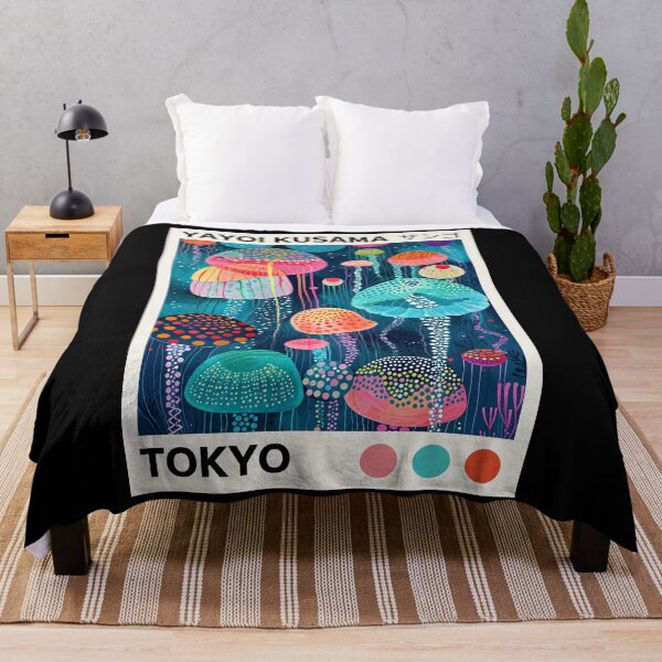 Item preview, Yayoi Kusama Jellyfish Poster - Colorful Underwater Coral Wall Art Print, Tokyo Ocean Decor designed and sold by HappyGrandmaUB.