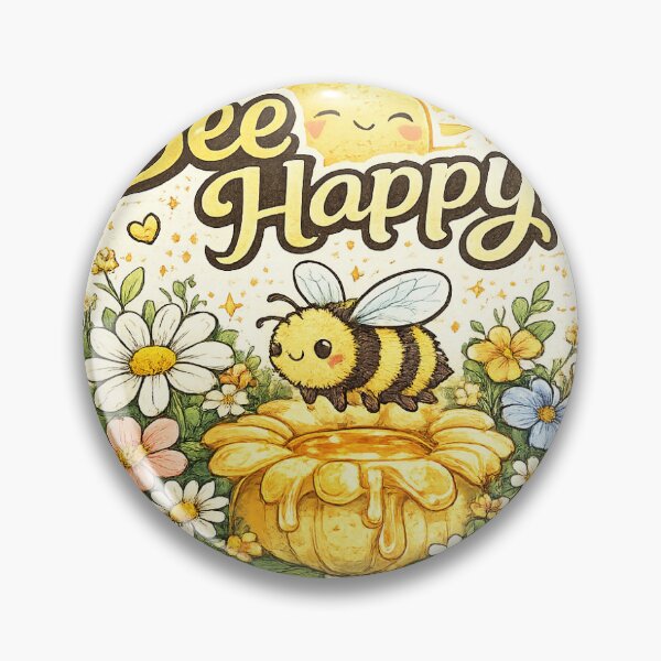Item preview, Bee Happy | Cute Bumble Bee & Honey Pot | Floral Nature Sticker & Positive T-Shirt designed and sold by shesam-Designs.