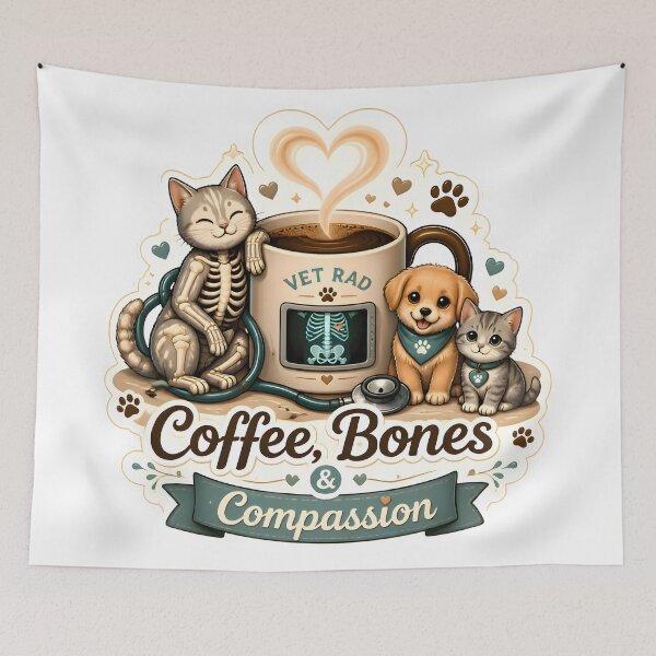 Item preview, Coffee, Bones & Compassion | Cute Veterinary Radiology Coffee Lover Design designed and sold by Bettybee00.