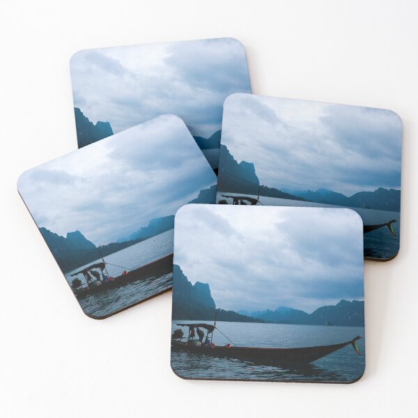 Item preview, Longtail Boat on a Misty Tropical Mountain Lake designed and sold by anlomaja.