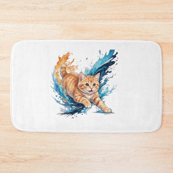 Artikelvorschau, Verspielte orangefarbene Tigerkatze springt entworfen und verkauft von PixelStyle Studio.