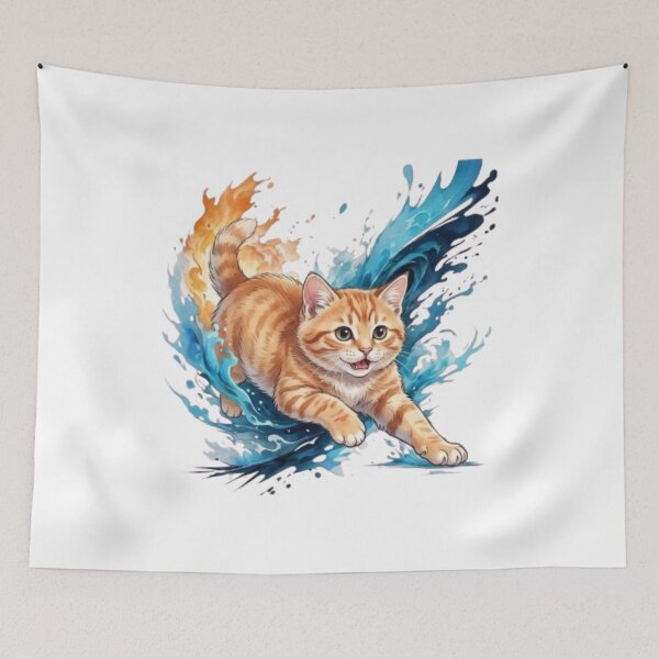 Item preview, Playful Orange Tabby Cat Leaping designed and sold by PixelStyle Studio.