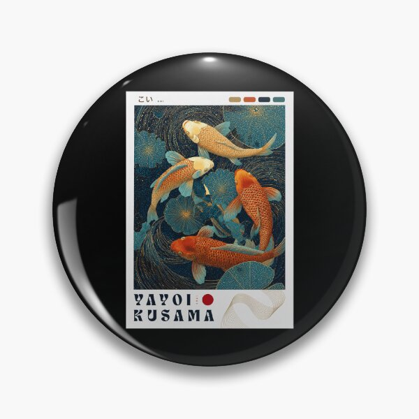 Item preview, Yayoi Kusama Koi Fish Poster - Golden Orange Carp Lily Pad Wall Art Print, Tokyo Lucky Decor designed and sold by MorningJoco.
