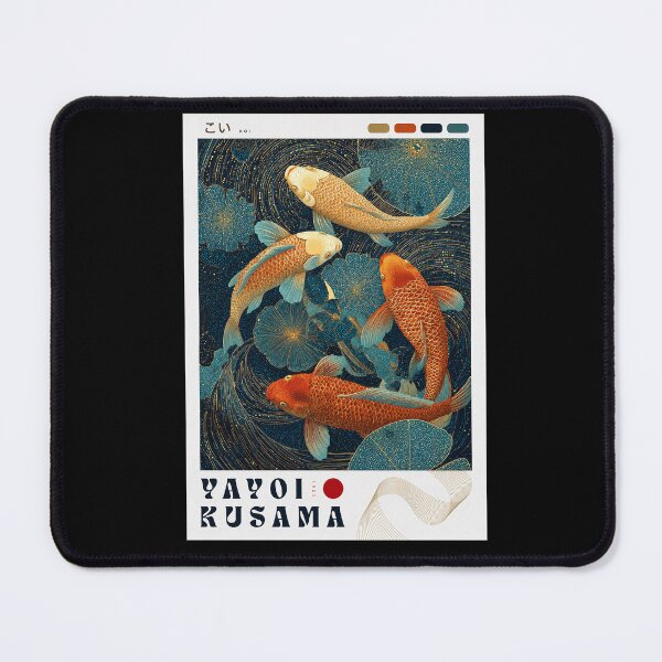 Item preview, Yayoi Kusama Koi Fish Poster - Golden Orange Carp Lily Pad Wall Art Print, Tokyo Lucky Decor designed and sold by MorningJoco.