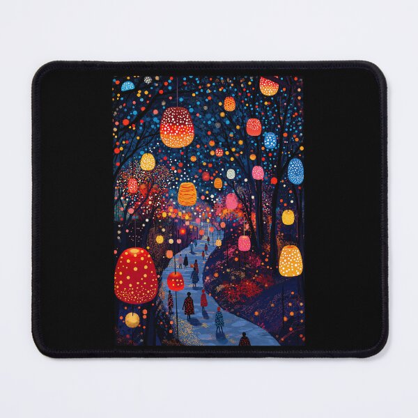 Item preview, Magical Lantern Forest Path Poster - Colorful Night Lights Wall Art Print, Enchanted Pathway Decor designed and sold by scrambledpeg.