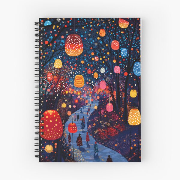 Item preview, Magical Lantern Forest Path Poster - Colorful Night Lights Wall Art Print, Enchanted Pathway Decor designed and sold by scrambledpeg.
