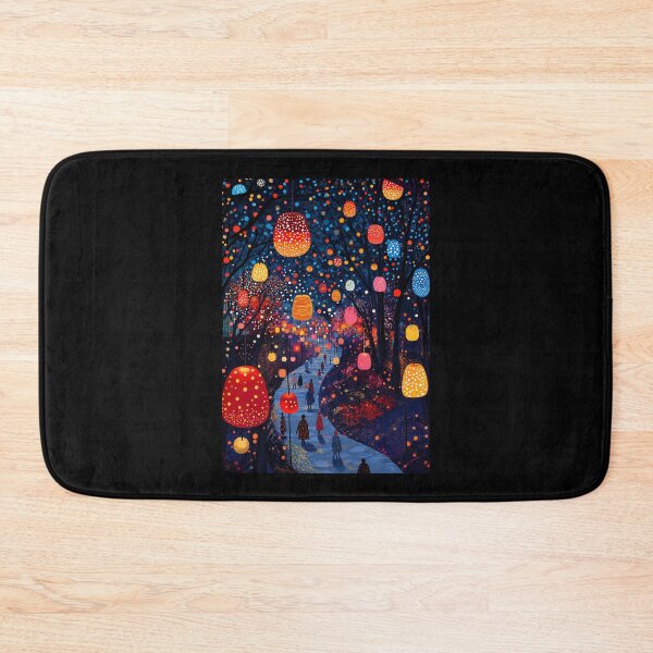 Item preview, Magical Lantern Forest Path Poster - Colorful Night Lights Wall Art Print, Enchanted Pathway Decor designed and sold by scrambledpeg.