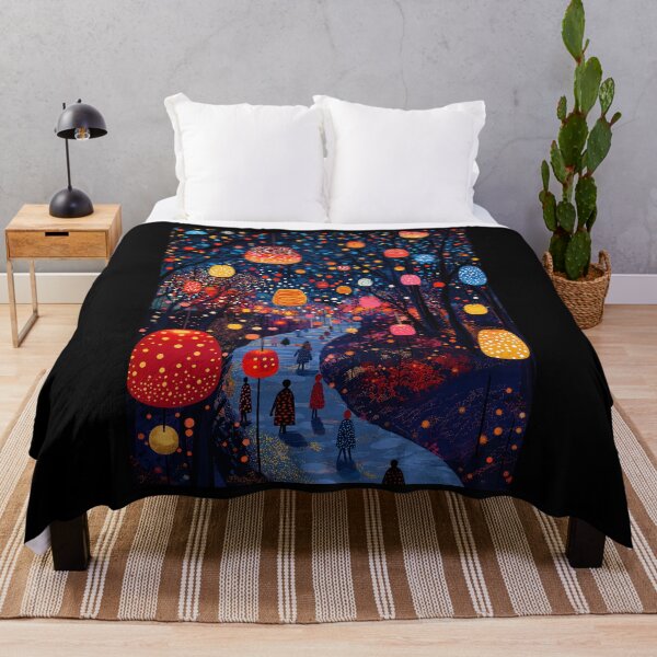 Item preview, Magical Lantern Forest Path Poster - Colorful Night Lights Wall Art Print, Enchanted Pathway Decor designed and sold by scrambledpeg.
